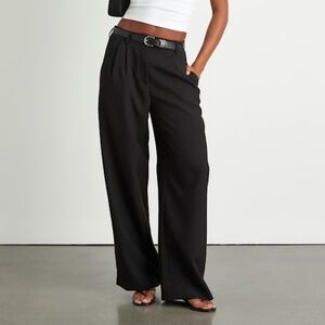 Lulus Cleo Black Tailored Wide-leg Trousers - Size 12